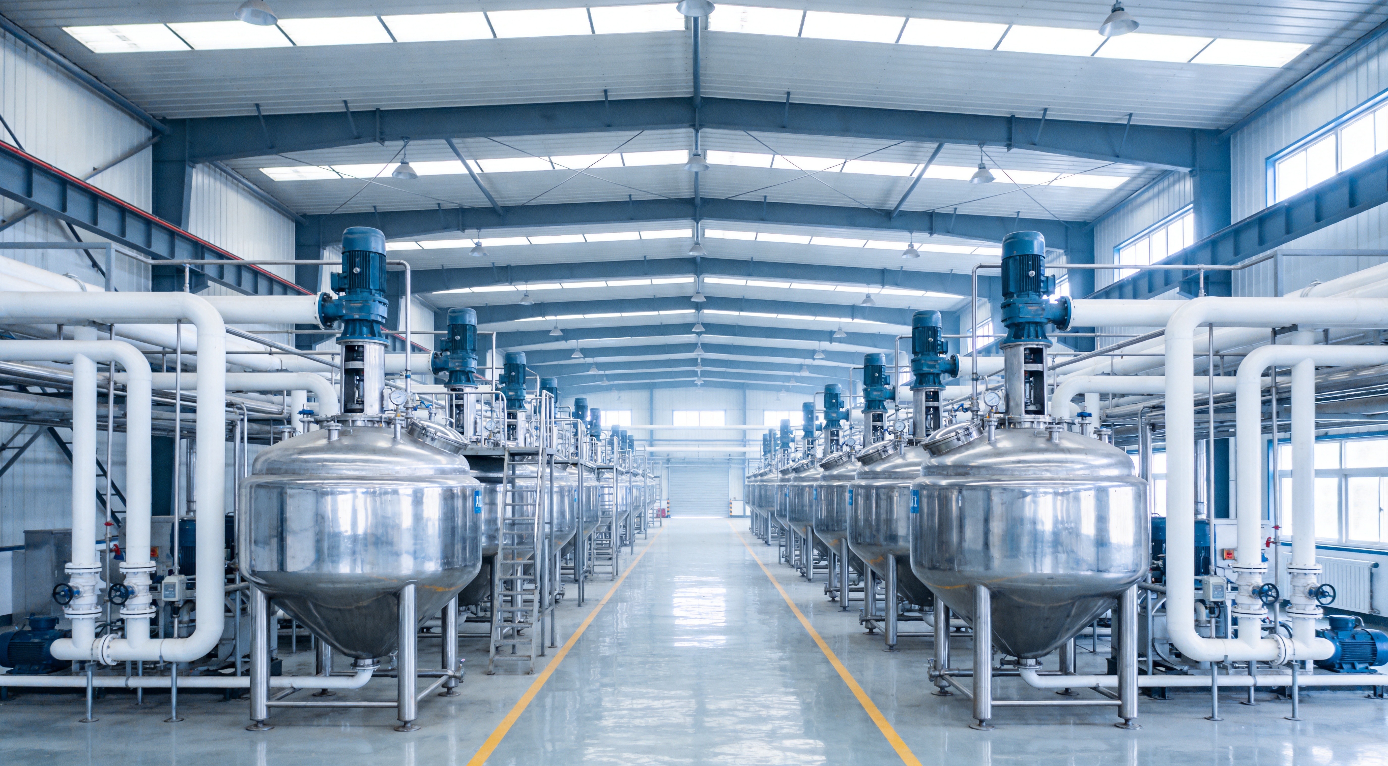 Modern production workshop with stainless steel equipment