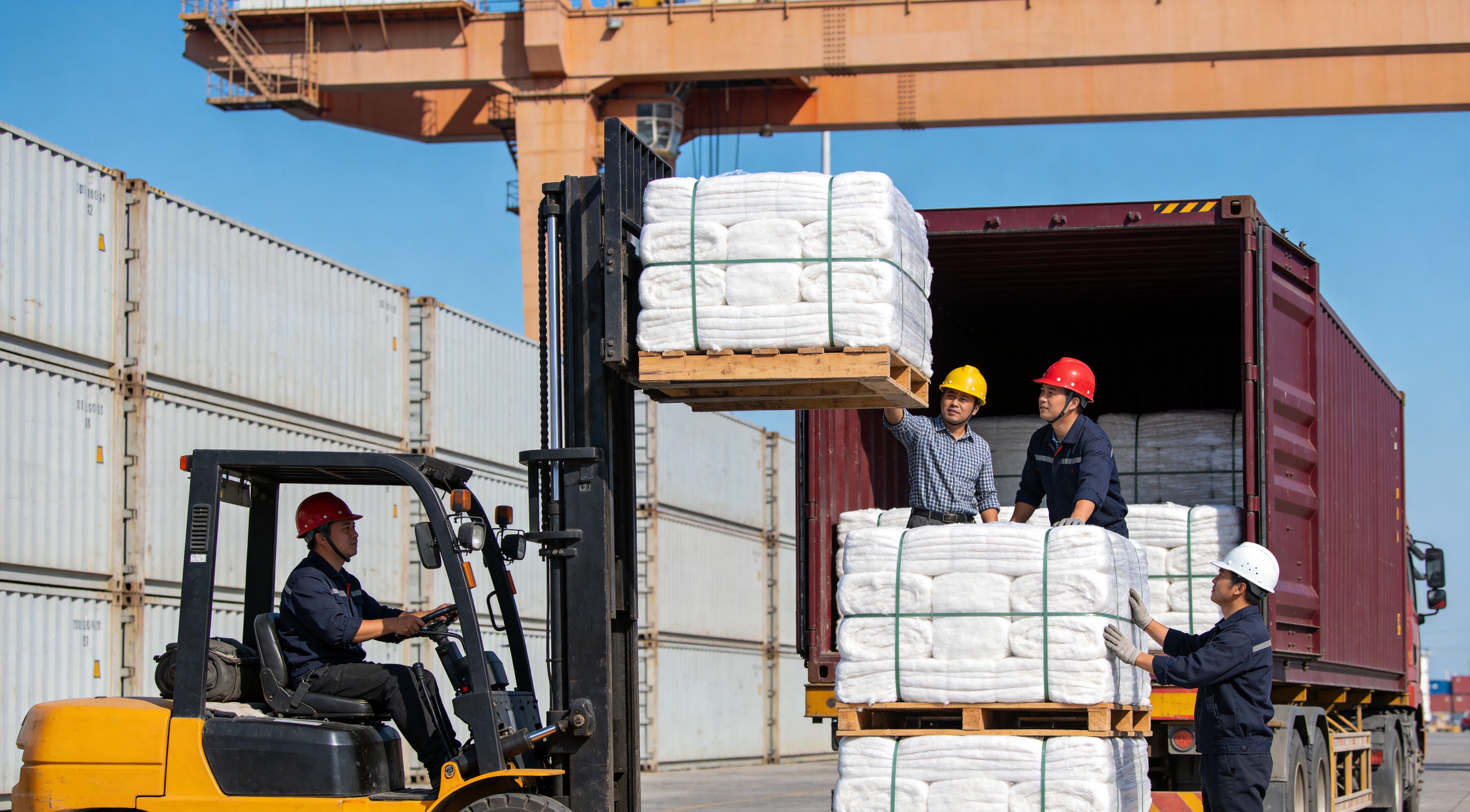 Container loading of export cargo at the port